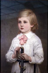 Et halvlængde portræt af major Sir Guy Colin Campbell, 4. Bt. som barn (underskrevet)