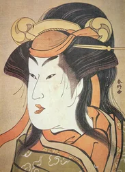 Leder af japansk mandlig skuespiller i kvinderolle, ca. 1787-88 (træbloktryk)