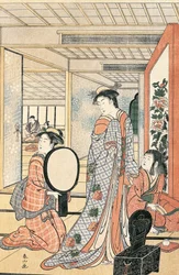 Kvinde foran spejlet, af Katsukawa Shunsho (1726-1792), Japan Japanese Civilization