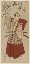 Ichikawa Monnosuke II som en herre med et banner, 1791.