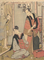 Scene fra den tiende akt af Chushingura, ca. 1790.