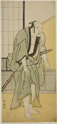 Skuespilleren Asao Tamejuro I som den berusede Gotobei i stykket Yoshitsune Koshigoe Jo, opført på Ichimura-teatret i den niende måned, 1790