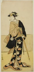 Skuespilleren Iwai Hanshiro IV som Tonase () i skuespillet Kanadehon Chushingura (), opført på Kiri-teatret () i den ottende måned, 1787 ()