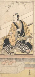 Skuespilleren Matsumoto Koshiro IV siddende i et ydre rum, 1789.
