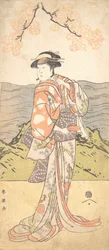 Den fjerde Iwai Hanshiro som en kvinde, der står under et kirsebærtræ, ca. 1792