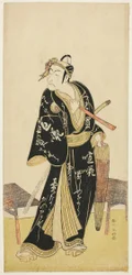 Skuespiller Ichikawa Danjûrô V som Sukeroku i "The Seven Guises of Soga" ("Nanakusa Yosooi Soga")