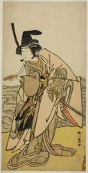 Skuespilleren Yamashita Kinsaku II som Lady Kikusui (Kikusui Gozen) i skuespillet Kaeribana Eiyu Taiheiki, opført på Nakamura-teatret i den ellevte måned, 1779