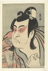 Busteportræt af skuespilleren Ichikawa Monnosuke II i rollen som Soga no Goro.