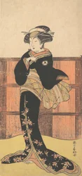 Den fjerde Iwai Hanshiro som kvinde i en sort kimono, ca. 1778