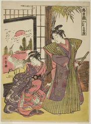 Anden akt: Kakogawa Honzos hus fra skuespillet Chushingura (Treasury of Loyal Retainers), ca. 1779-80 (farvetræsnit; chuban)