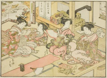Courtesans of the Ogiya, fra bogen "Mirror of Beautiful Women of the Pleasure Quarters (Seiro bijin awase sugata kagami)," vol. 1
