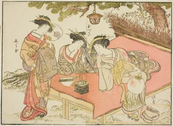 Kurtisaner fra Yadaya, fra bogen "Mirror of Beautiful Women of the Pleasure Quarters (Seiro bijin awase sugata kagami)," vol. 1
