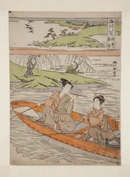 Nedstigende gæs ved Suzaki (Suzaki rakugan) (træbloktryk i farver)