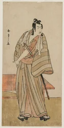 Ichikawa Yaozo II as a Otokodate Standing by a Bench, c. 1780.