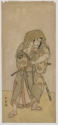 Kabuki-skuespiller Nakamura Nakazo I som samurai i forklædning, Edo-periode, midten af 1770