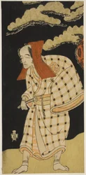 Skuespilleren Arashi Otohachi I som Numataro Kyusei forklædt som indbrudstyven Ipponzaemon i skuespillet Otokoyama Yunzei Kurabe, opført på Ichimura Theatre i den ellevte måned, 1768