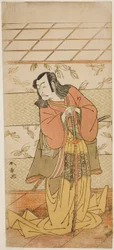 Skuespilleren Ichikawa Danjuro V som Ashiya Doman i skuespillet Kikyo-zome Onna Urakata, opført på Morita Theatre i den syvende måned, 1776