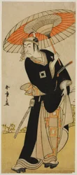 Skuespilleren Ichikawa Danjuro V som Hanakapado no Sukeroku i stykket Nanakusa Yosooi Soga, opført på Nakamura Theatre i den femte måned,