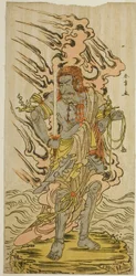 Skuespilleren Ichikawa Danjuro V som et stenbillede af Fudo Myoo i skuespillet Kitekaeru Nishiki no Wakayaka, opført på Nakamura Theatre i den ellevte måned, 1780