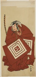 Skuespilleren Ichikawa Yaozo II som Hachio-maru Aratora i stykket Chigo Sakura Jusan Kane, opført på Ichimura Theatre i den ellevte måned, 1774