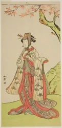 Skuespilleren Iwai Hanshiro IV som prinsesse Sakura (Sakura Hime) i stykket Wada Sakamori Eiga Kagami, opført på Nakamura Theatre i den tredje måned, 1773