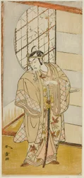 Skuespilleren Matsumoto Koshiro IV som Matsuo-maru i skuespillet Sugawara Denju Tenarai Kagami, opført på Nakamura Theatre i den niende måned, 1773