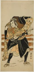 Skuespilleren Nakamura Nakazo I som Abe no Sadato (?) i Play Date Nishiki Tsui no Yumitori (?), opført på Morita Theatre (?) i den ellevte måned, 1778 (?)