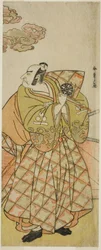 Skuespilleren Nakamura Nakazo I som Watanabe no Tsuna i skuespillet Shitenno Tonoi no Kisewata, opført på Nakamura Theatre i den ellevte måned, 1781