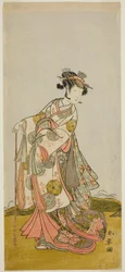 Skuespilleren Nakamura Noshio I som prinsesse Usuyuki (Usuyuki Hime) i stykket "Shin Usuyuki Monogatari", opført på Morita Theatre i den femte måned, 1774