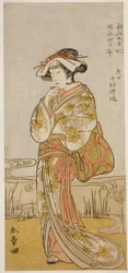 Skuespilleren Nakamura Noshio I som en dragepige forklædt en Tamanami i skuespillet Oyafune Taiheiki, opført på Ichimura Theatre i den ellevte måned, 1775
