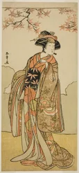 Skuespilleren Osagawa Tsuneyo II som Onoe no Mae i Play Date Nishiki Tsui no Yumitori, opført på Morita Theatre i den ellevte måned, 1778