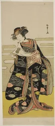 Skuespilleren Segawa Kikunojo III som Onami forklædt som drageprinsessen i stykket Saki Masuya Ume no Kachidoki, opført på Ichimura Theatre i den ellevte måned, 1778