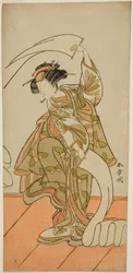 Skuespilleren Segawa Kikunojo III som kurtisane Kisegawa i en "Nuno Sarashi"-dans i skuespillet Hana-zumo Genji Hiiki, opført på Nakamura Theatre i den ellevte måned, 1775