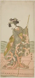 Skuespilleren Yoshizawa Iroha I som prinsesse Yosooi (Yosooi Hime) i skuespillet Kikujido Shuen no Iwaya, opført på Morita Theatre i den ellevte måned, 1775