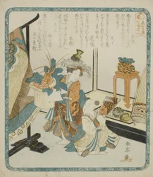 To unge ledsagere på nytårsdag fra serien "Syv kvinder som lykkeguder for Hanagasas poesiklub (Hanagasaren shichifukujin)"