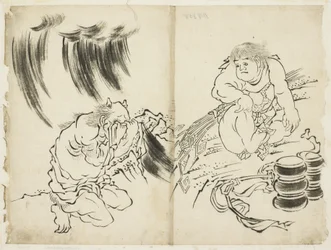 Personificering af Storm med Kintaro og Weeping Oni, ca. 1815-1849 (blæk på papir)