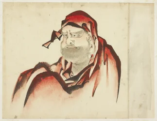 Red-Robed Daruma, ca. 1815-1849 (blæk og farve på papir)