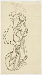 Walking Courtesan (studie), ca. 1815-1849 (blæk på papir