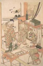 Kinesiske drenge, der lærer at skrive og male, ca. 1785.