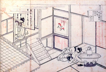 Fra serien Hundred Poems by One Hundred Poets: Shikishi Naishinno, c1830.