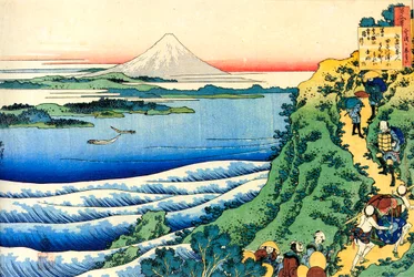 Fra serien Hundred Poems by One Hundred Poets: Yamabe no Akahito, c1830.