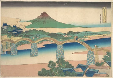 Kintai-broen i Suō-provinsen (Suō no kuni Kintaibashi), fra serien »Bemærkelsesværdige udsigter over broer i forskellige provinser« (Shokoku meikyō kiran)