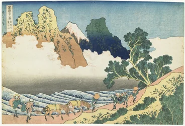 Minobu-floden og Fuji-bjerget set fra bagsiden, 1831-1834
