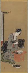 Nytårsbrug: Ønske om en lovende nytårsdrøm, Edo-periode, ca. 1806-11 (blæk og farve på silke)