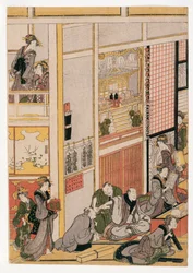 New Years Days of the Teahouse Ogi-ya, ca. 1810 (træbloktryk) (se også 406533, 406535 og 406536)