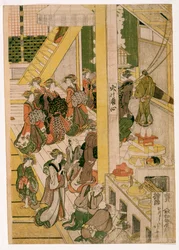 New Years Days of the Teahouse Ogi-ya, ca. 1810 (træbloktryk) (se også 406533, 406534 og 406536)