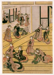 New Years Days of the Teahouse Ogi-ya, ca. 1810 (træbloktryk) (se også 406533, 406534 og 406535)