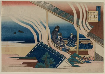 Digt af Fujiwara no Yoshitaka, fra serien One Hundred Poems by One Hundred..., 1835-36.