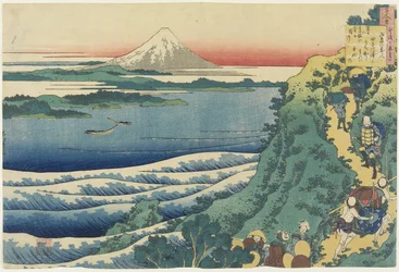 Digt af Yamabe no Akahito, fra Hundrede digte forklaret af ammen, ca. 1839