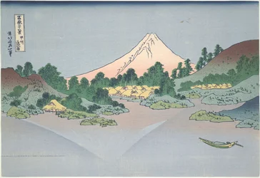 Refleksion af Fuji i Lake Misaka i Kai-provinsen, fra serien Thirty-six Views of Mount Fuji
